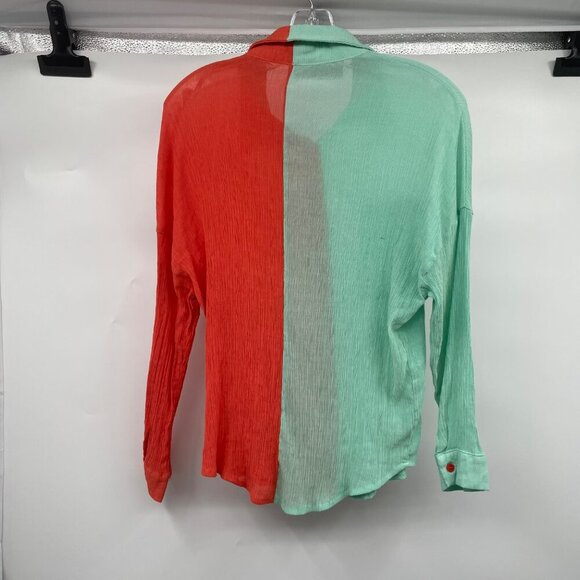 ANDTHEWHY Womens Colorblock Top Button Up Long Sleeve Size Small - Picture 7 of 9